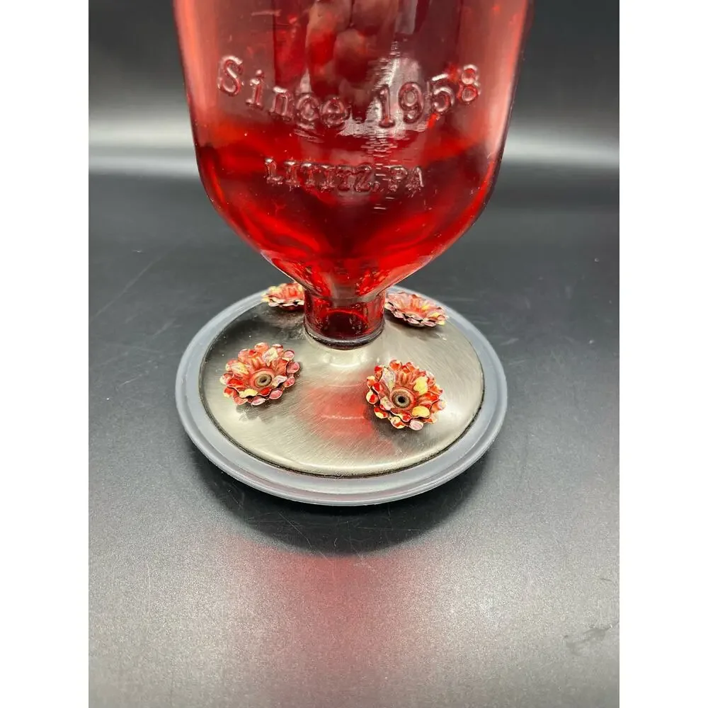 Hummingbird Feeder by Woodstream Corp Red Glass Perky Pet Since 1958 Lititz PA